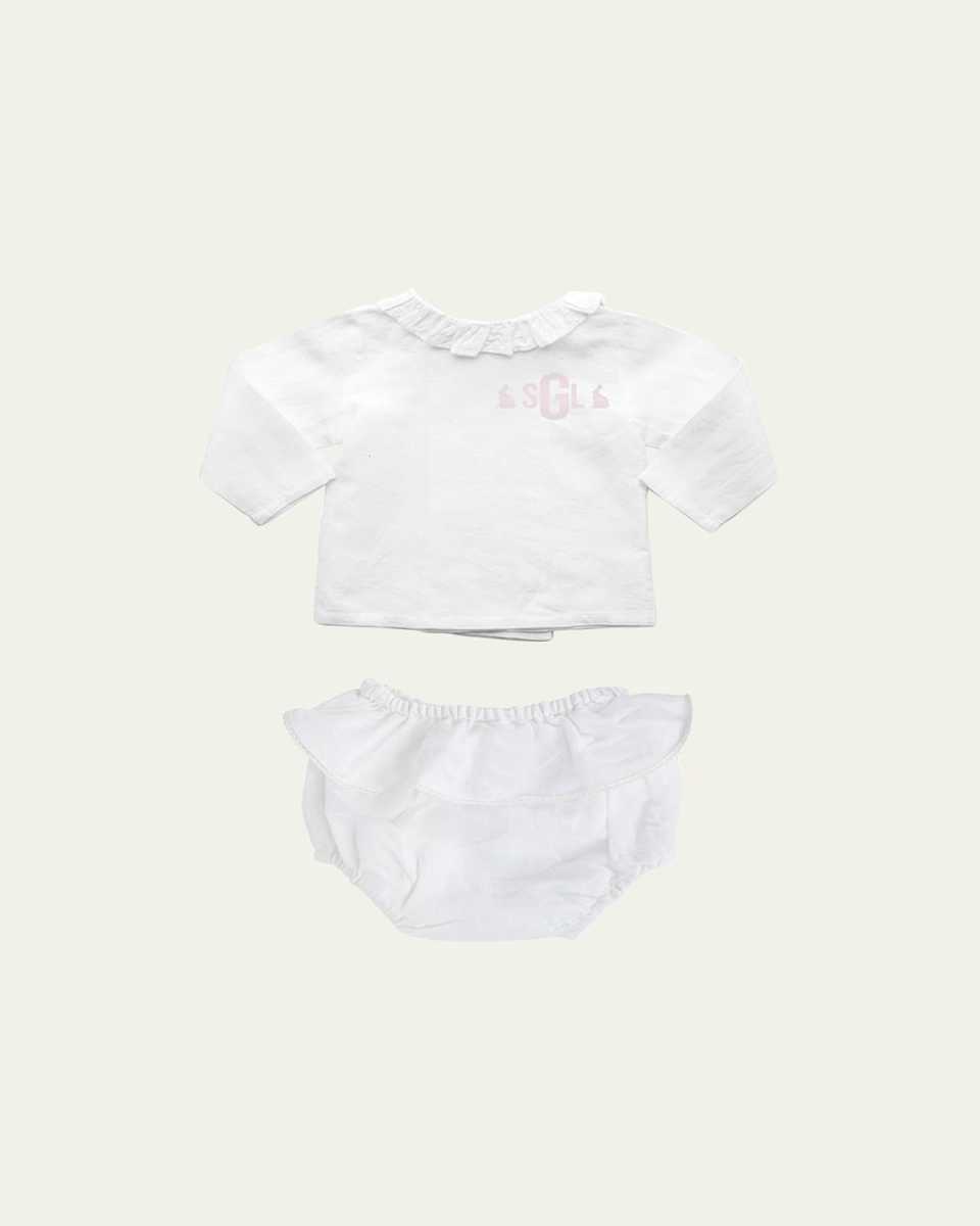 Girl's Top W/ Bloomers 2-Piece Gift Set, Size Newbor
